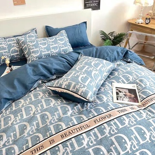 Bộ Drap & Chăn Phao Cotton Poly Dior Xanh
