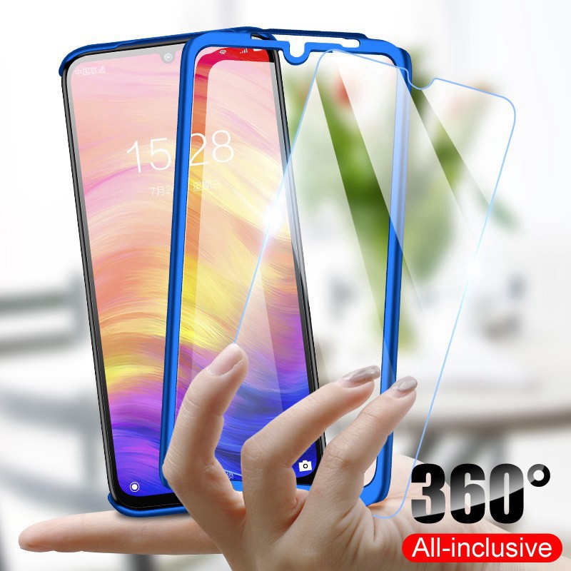 Ốp Lưng Kết Hợp Kính Cường Lực Bảo Vệ Toàn Diện Cho Xiaomi Redmi Note 5 6 7 8 Pro 4 4x 3 5a Redmi 5 Plus 4x 5a Redmi 6 Pro Mi A2 Lite A2Lite 360