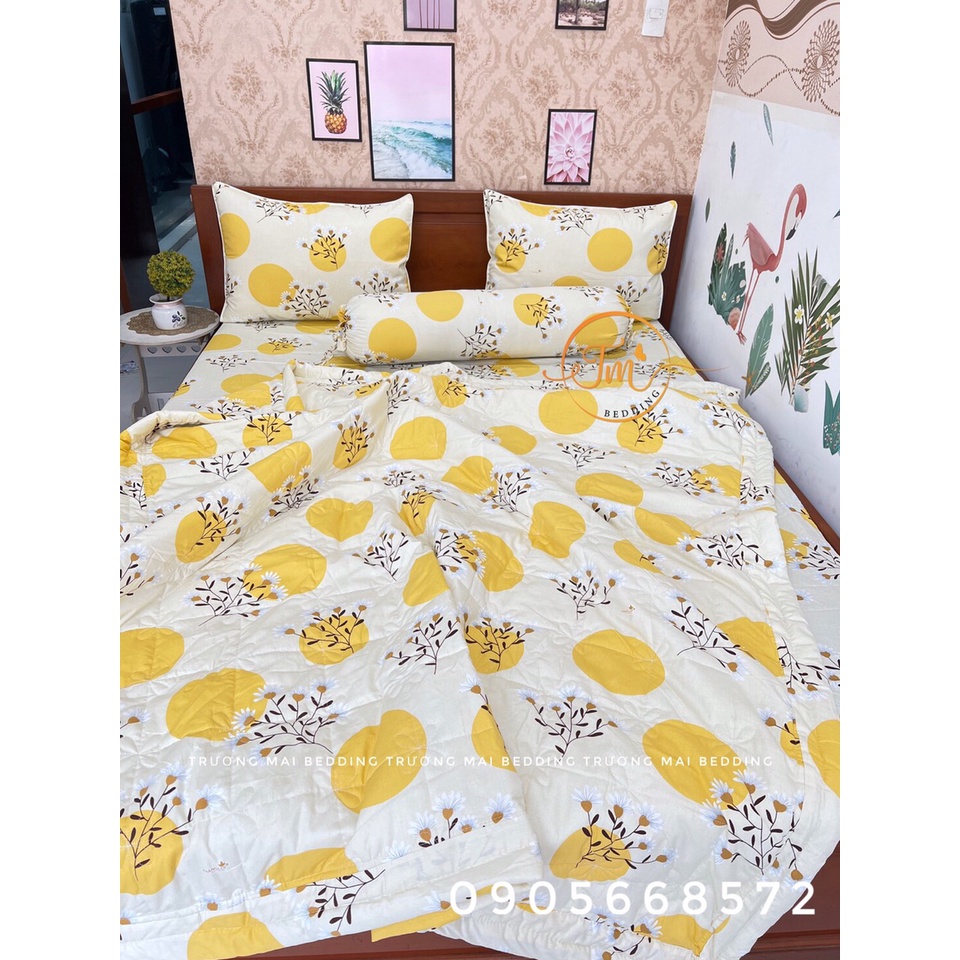 Bộ ga gối Thắng lợi 4 món không kèm mền chuẩn logo in trên vải