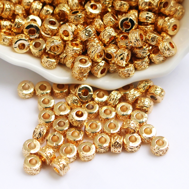 Bộ 50 Hạt Đồng 4k Lỗ Cỡ Lớn 3.5 * 5.5mm Làm Trang Sức diy