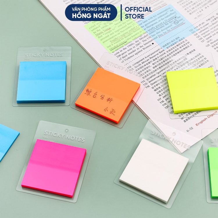 Giấy note trong suốt nhiều màu, giấy ghi nhớ dễ thương cute nhỏ gọn 50 tờ đồ dùng học tập văn phòng phẩm GN09