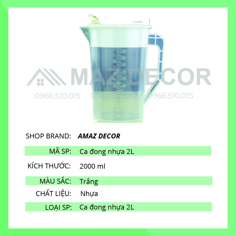 LOẠI 1 Ca Ly đong nhựa NẮP TRẮNG pha chế định lượng 5000ml, Ca Đong 5L đong chia vạch rõ ràng đẹp dày dặn