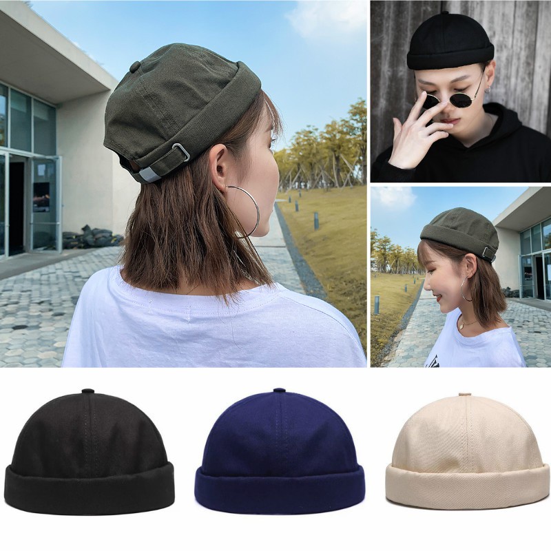 Mũ beanie không vành màu sắc vintage