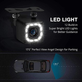 Camera lùi cho xe ô tô 12 led nhìn đêm - Camera lùi cho xe hơi 12 đèn led - Camera lùi 12 led vuông