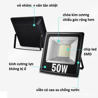 Đèn pha led mỏng 50W Ip66 ánh sáng trắng , vàng