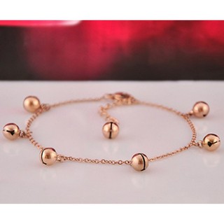 Lắc tay chân titan có chuông vàng 14k - trang sức titan chuông bền đep giá rẻ