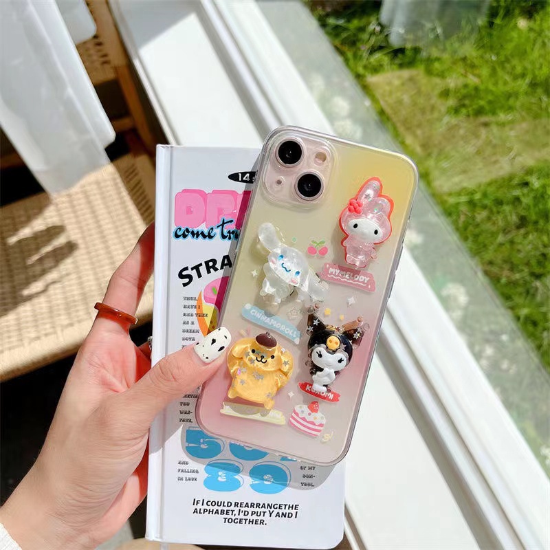 Ốp Điện Thoại Họa Tiết Sanrio 3D Kim Tuyến Lấp Lánh Cho iPhone 13 11 12 Pro XS Max XR X 7 8 Plus SE 2022 2023