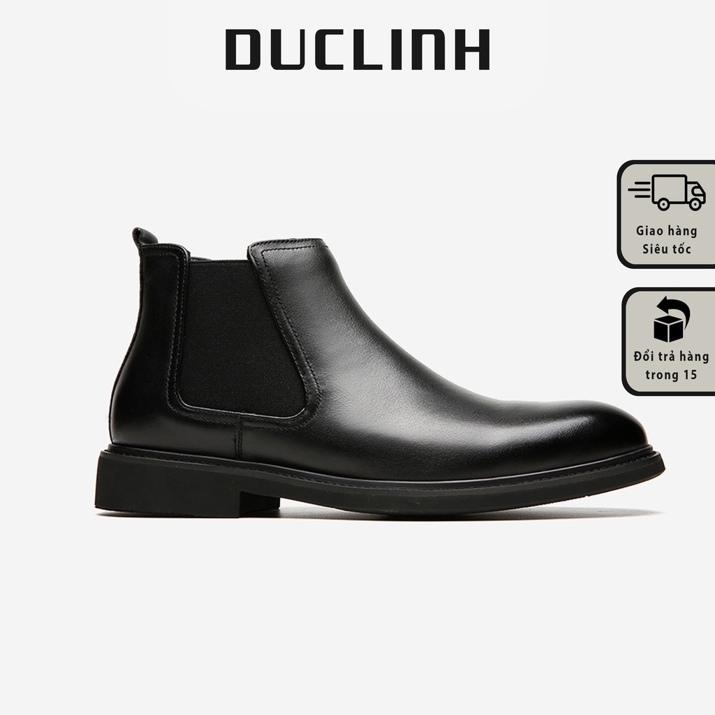 [TẶNG TẤT CAO CỔ] Giày Chelsea Boots Da Sần Đen, Phiên bản Mũi Tròn mạnh mẽ đế lót tăng 6 cm chiều cao dễ phối đồ | BigBuy360 - bigbuy360.vn