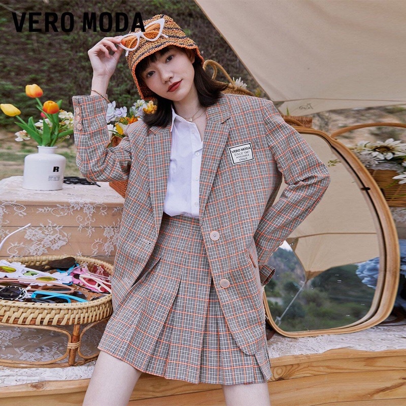 Áo khoác blazer dáng rộng kẻ sọc neon phong cách oxford - Vero Moda sành điệu