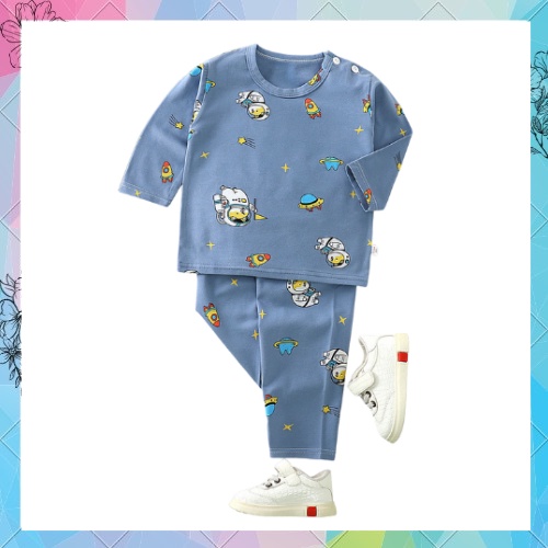 Bộ Mặc Nhà Bé Trai Tay Dài Chất Liệu Vải Cotton Mềm Mịn Giúp Bé Giử Ấm Đem Lại Giấc Ngủ Ngon Khi Thời Tiết Trở Lạnh