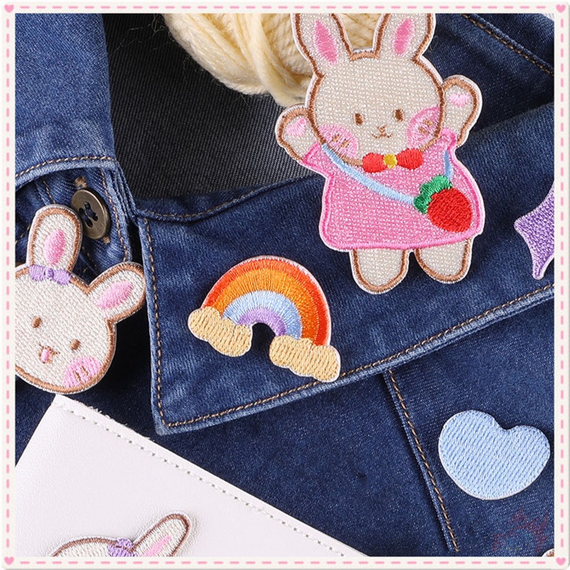 Miếng dán vá quần áo tự làm thiết kế thỏ hoạt hình dễ thương