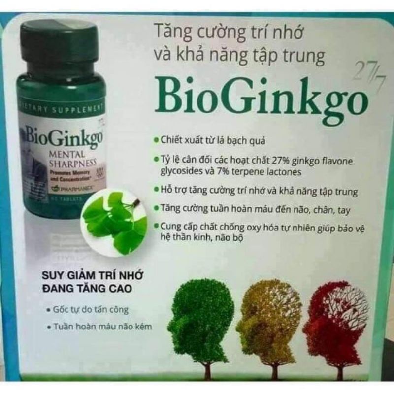 Viên uống Bioginkgo tăng cường trí nhớ hạn 19/06/2025