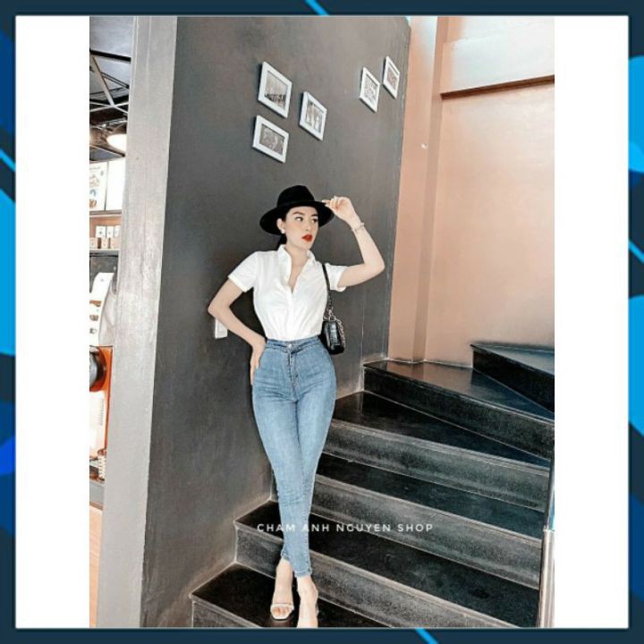 Quần jeans bò cạp cao dáng ôm co dãn nhiều màu sắc - SIÊU HOT