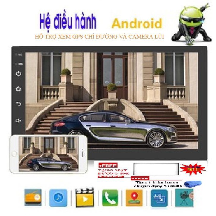 Màn hình cảm ứng 7 inch-Màn hình android Wifi,GPS  đa chức năng, sử dụng Tiếng Việt TẶNG MẶT DƯỠNG