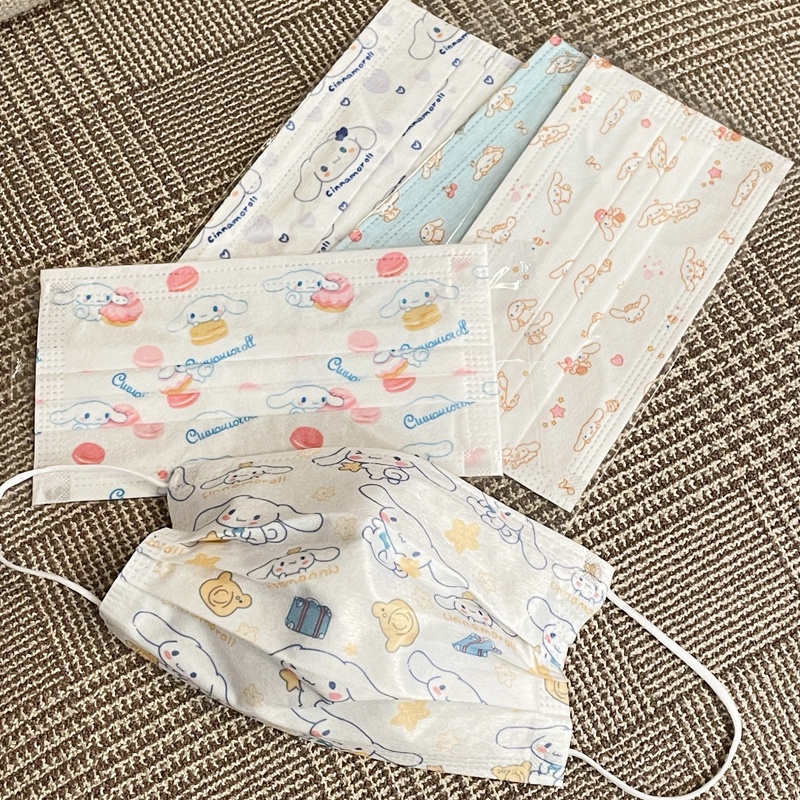 Set 10 Khẩu Trang 3 Lớp Hình Sanrio Cinnamoroll Hello Kitty Cho Nam Nữ