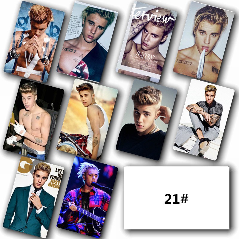 Set 10 thẻ ảnh in hình Justin Bieber