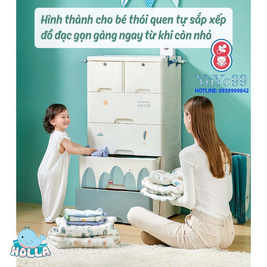 Tủ Nhựa Ngăn Kéo 5 Tầng Holla Cao Cấp Cho Bé