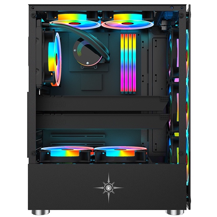 Vỏ case Kenoo Esport K300 Gaming ATX - 2 mặt kính cường lực - Hàng chính hãng
