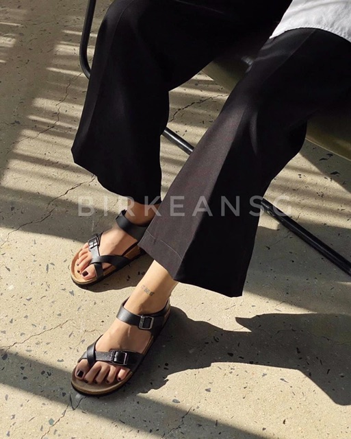 Sandal birken xỏ ngón cổ thấp Deta Sandal đế trấu