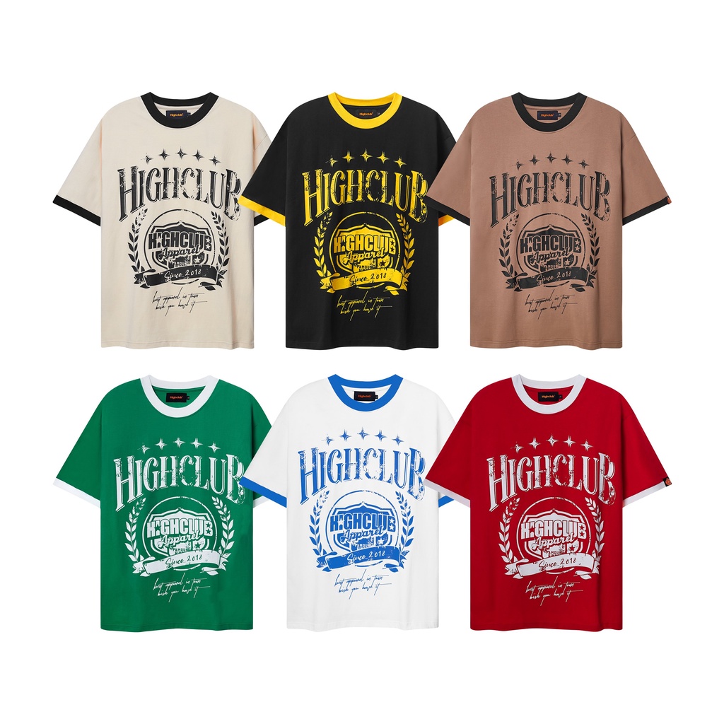 Áo Thun BADGE Tay Lỡ Unisex Nam/Nữ Kem/Đen/Nâu/Xanh Lá/Trắng/Đỏ Cổ Tròn - HIGHCLUB Brand Chính Hãng | BigBuy360 - bigbuy360.vn