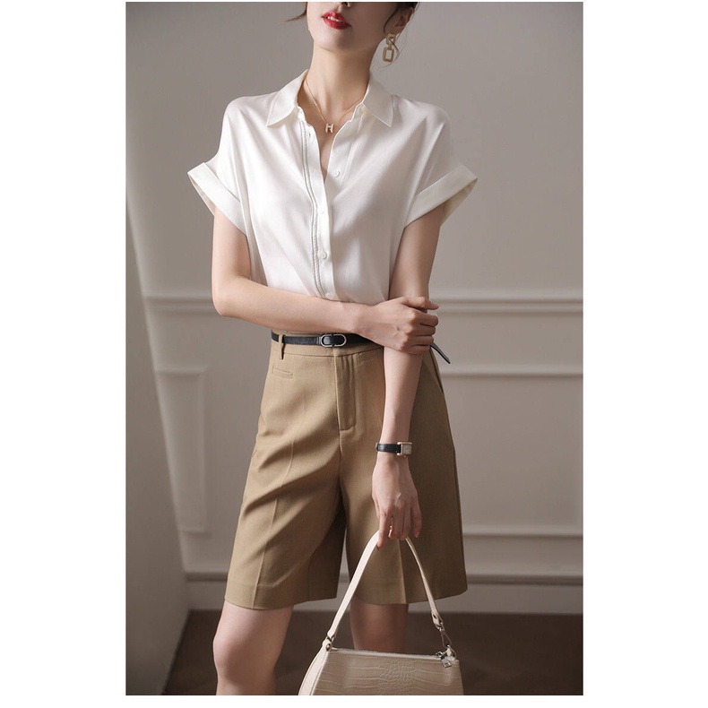Áo Sơ Mi Chiffon Tay Ngắn Cổ Bẻ Thời Trang Dành Cho Nữ