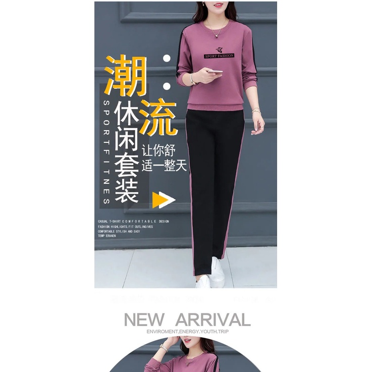 Bộ quần áo thể thao cổ tròn thời trang xuân hè 2021 dành cho nữ