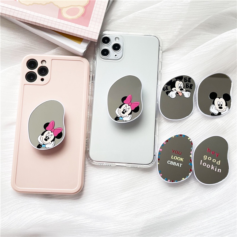 Hoạt Hình Giá Đỡ Điện Thoại Hình Hoạt Họa Có Gương Trang Điểm Cho Iphone