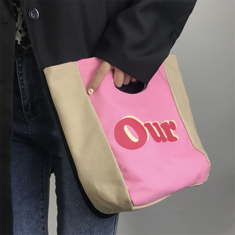 Túi xách tay IELGY từ vải phối màu hồng dễ thương cho nữ