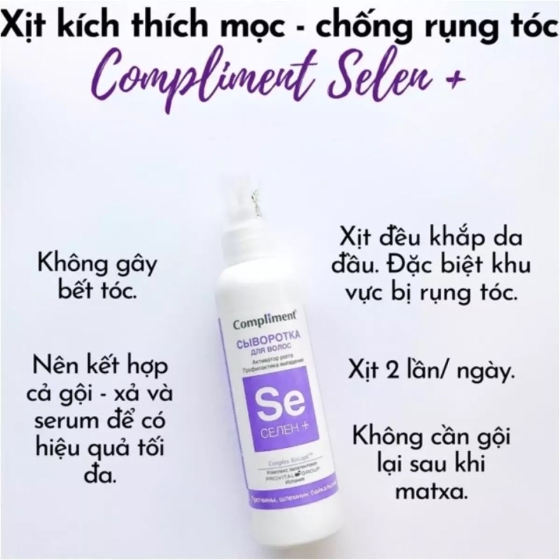 Xịt tóc &amp; Serum tóc kích thích mọc tóc Compliment Selen