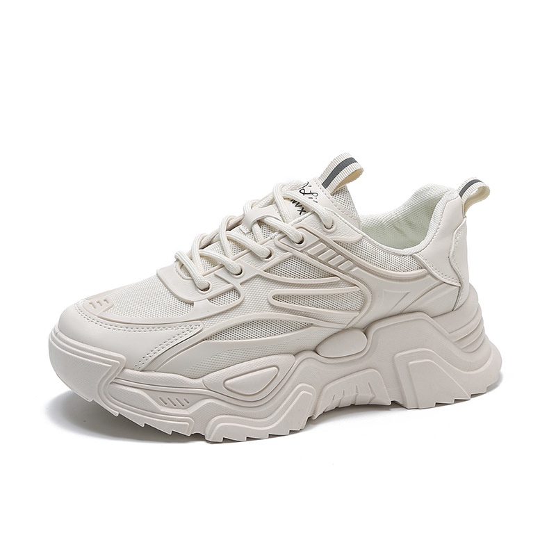 Giày sneaker nữ độn đế da phối vải lưới thoáng khí mùa hè phong cách Hàn Quốc hot 2023 size 36-40 [028]