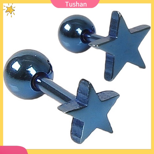 1 Cặp Bông Tai Hợp Kim Họa Tiết Ngôi Sao Năm Cánh Cho Nam Và Nữ