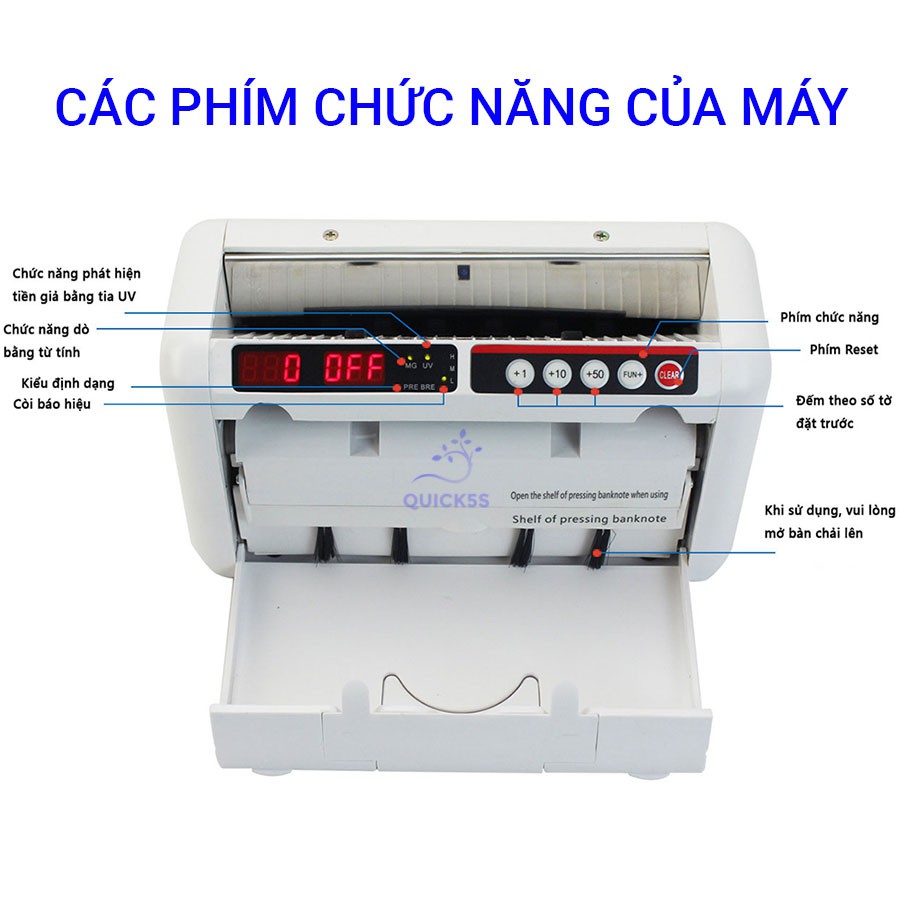 Máy đếm tiền mini dùng Pin AU-1000UK cao cấp, dễ dàng mang đi giao dịch - Quick5s MDT