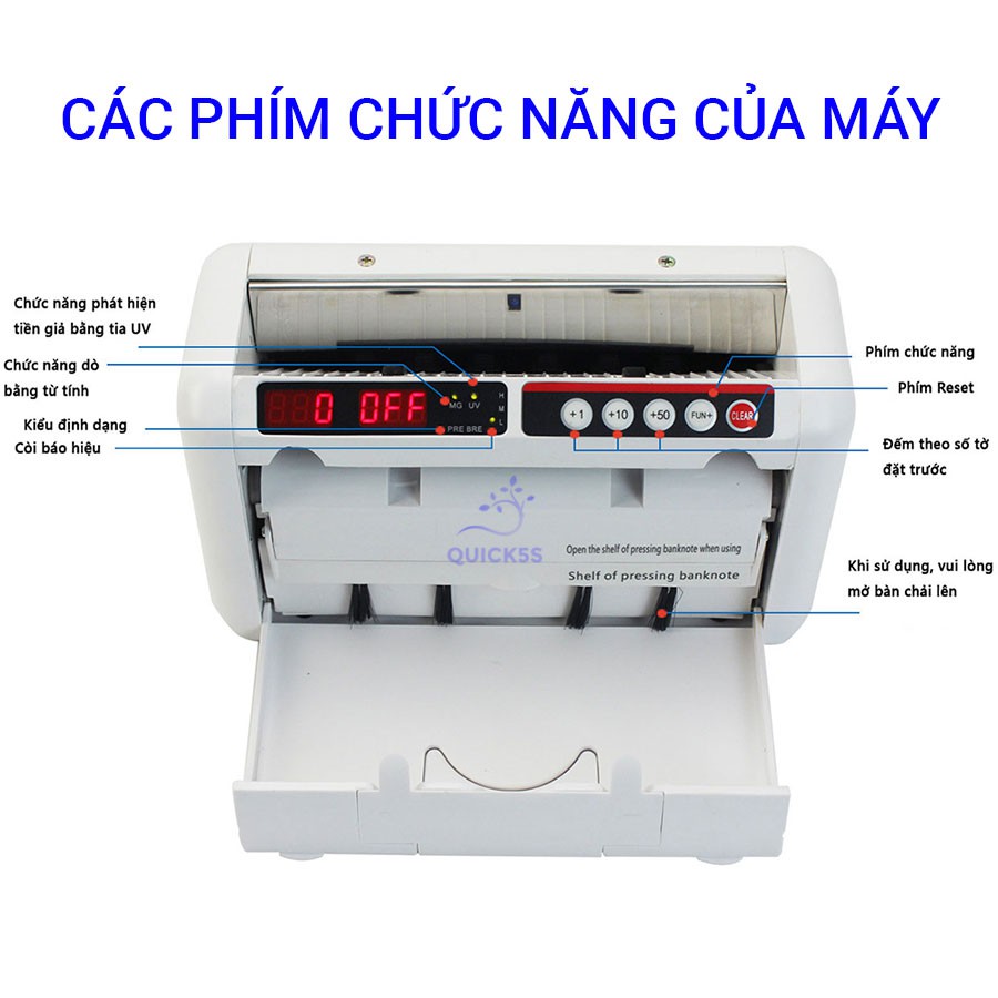 Máy đếm tiền mini cầm tay dùng Pin AU-1000UK cao cấp, dễ dàng mang đi giao dịch - Quick5s MDT