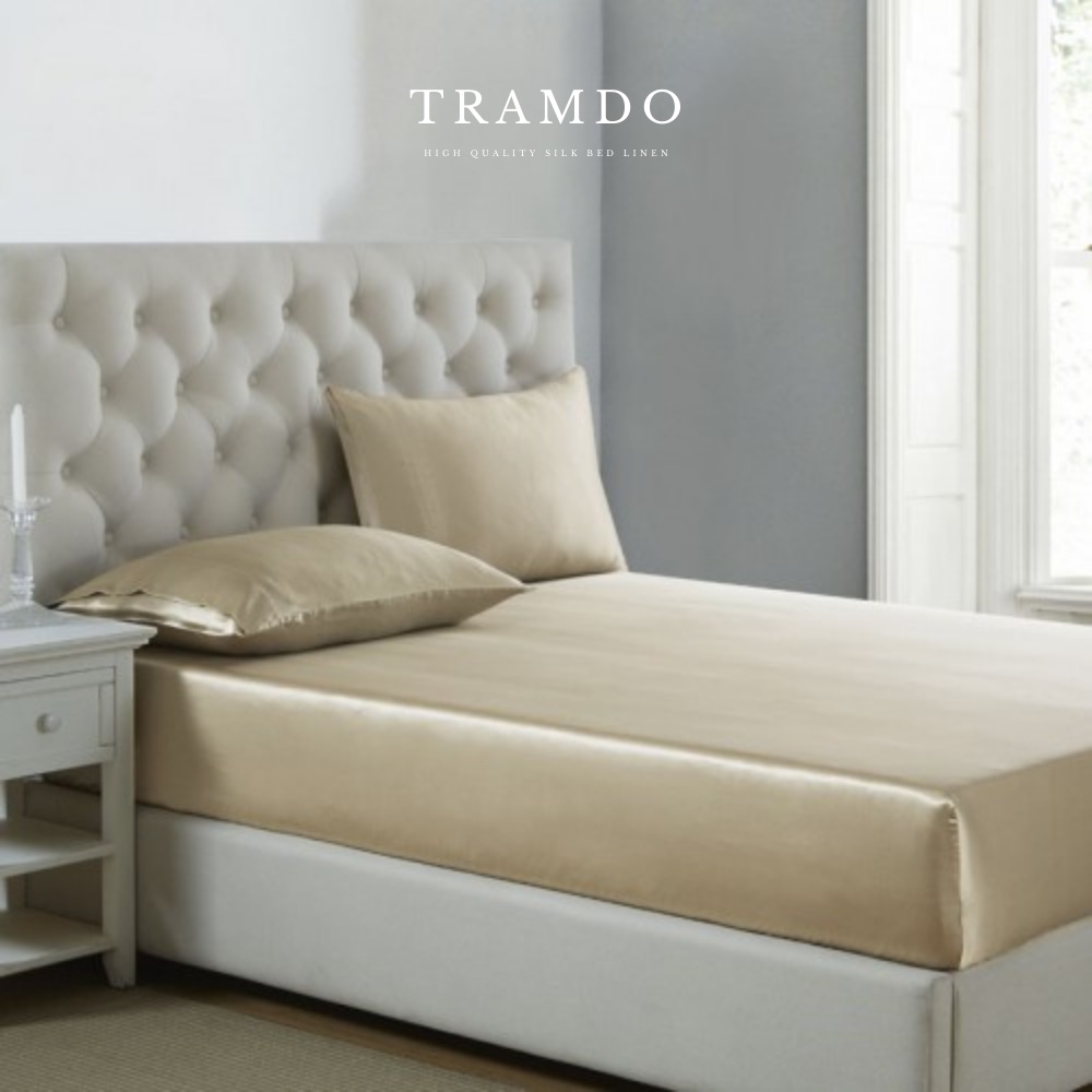 Bộ Chăn Ga Gối Lụa Cao Cấp NITE9SILK TRAMDO BEDDING Màu Vàng Champagne