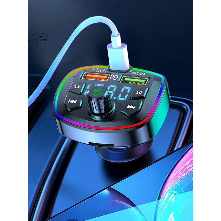 Máy Phát MP3 Bluetooth 5.0 FM w / 2 Cổng Sạc PD QC Không Dây Cho Xe Hơi SHOPCYC6441