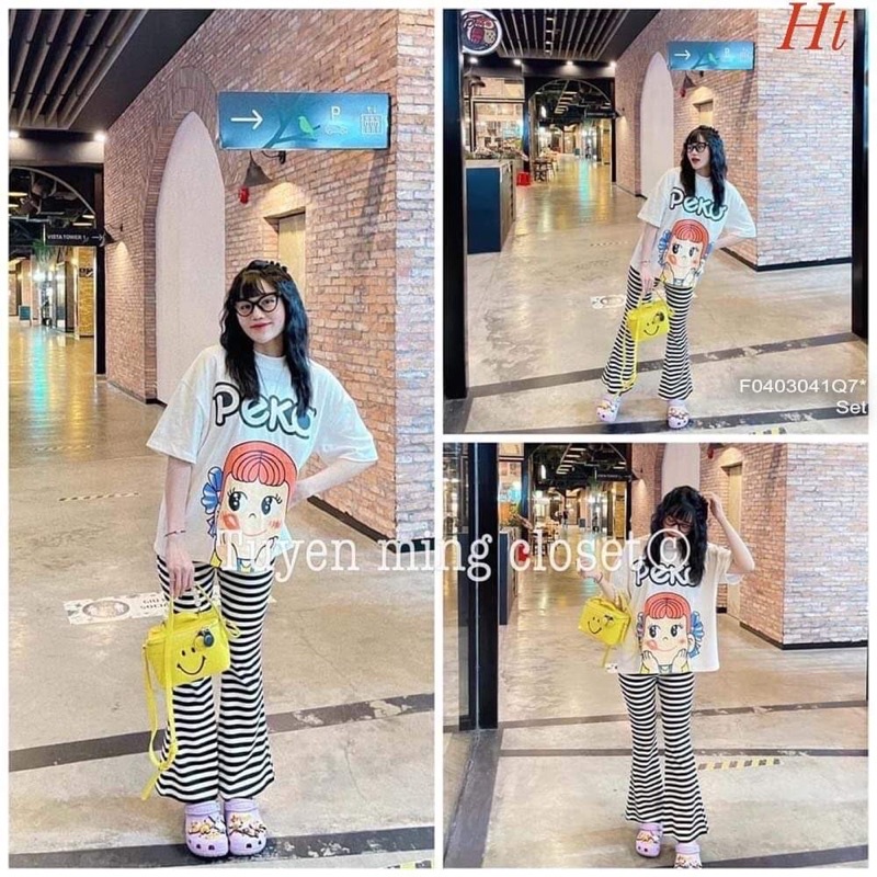 Sét áo cô gái PEKO+quần kẻ HT12