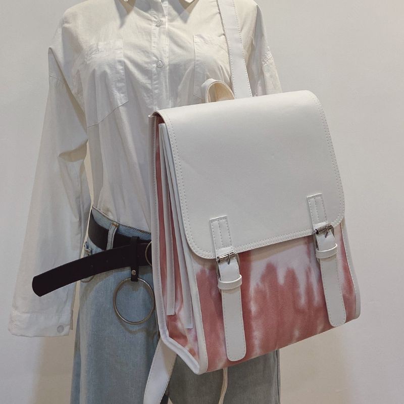 (order) Balo ulzzang loang màu nắp gập nhiều ngăn hàng QUẢNG CHÂU cao cấp kèm hình thật