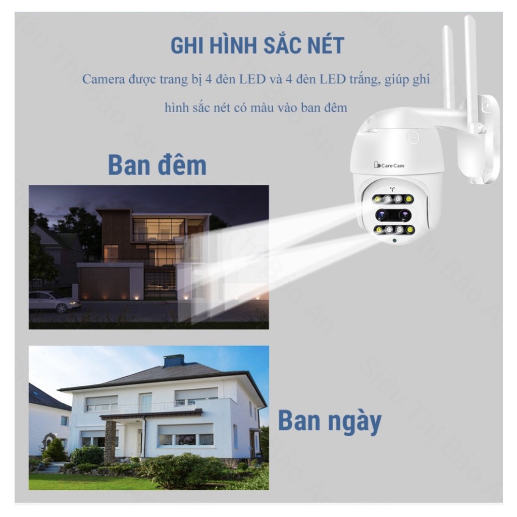 Camera Wifi SM400-PLZoom 3x-8LED, Camera kép thông minh, Bộ nhớ kép, Đàm thoại 2 chiều, Hồng ngoại xem đêm