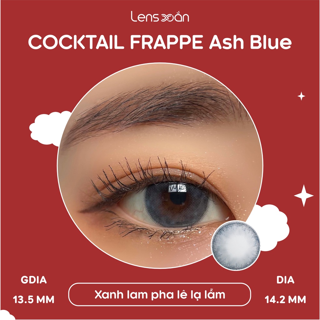 KÍNH ÁP TRÒNG COCKTAIL FRAPPE ASH BLUE CỦA LENS ME: Lens xanh lam hiệu ứng pha lê trong trẻo | Lens Xoắn