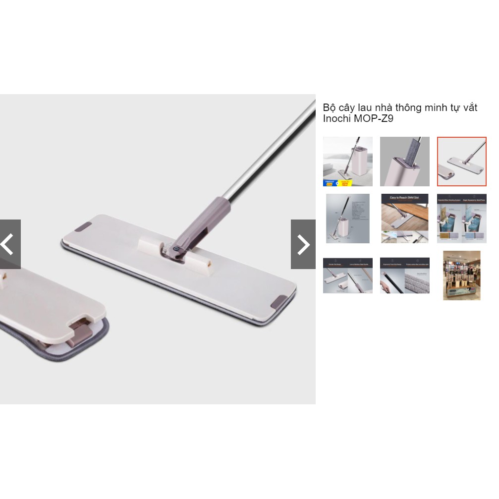 Bông lau nhà chữ nhật Inochi hàng xuất Nhật dùng cho bộ lâu nhà tự vắt MOP-Z9