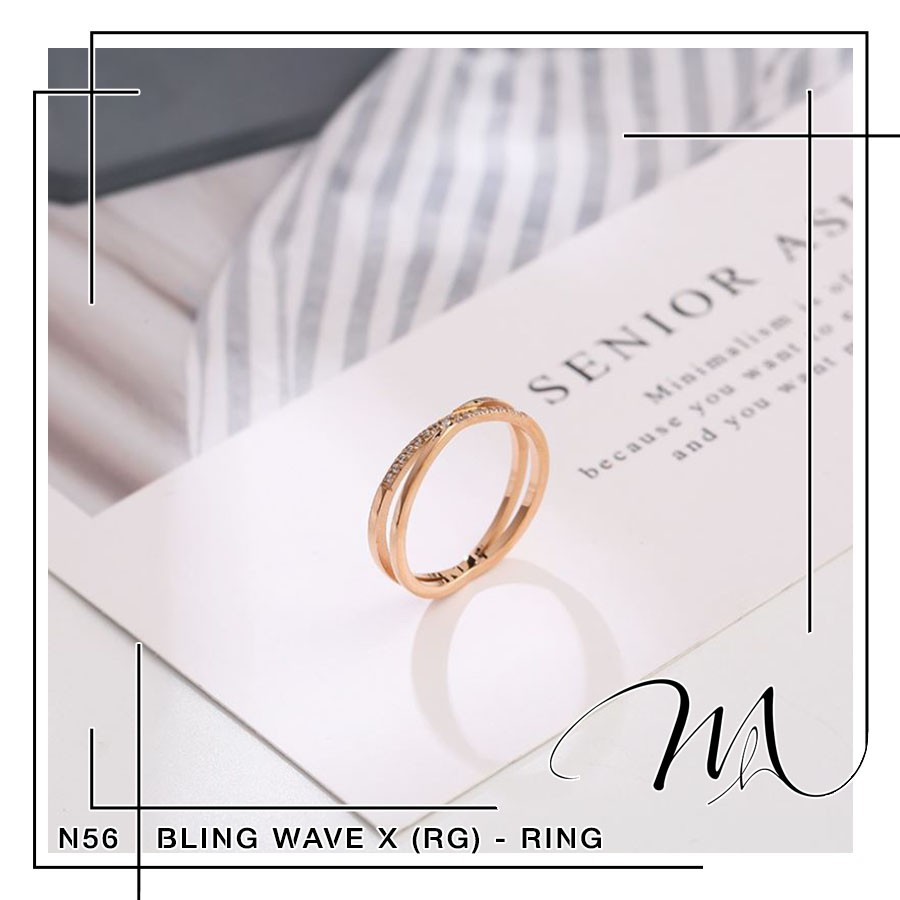 Nhẫn nữ Titan đính đá cao cấp phong cách Hàn Quốc không gỉ - Măng’s House N56