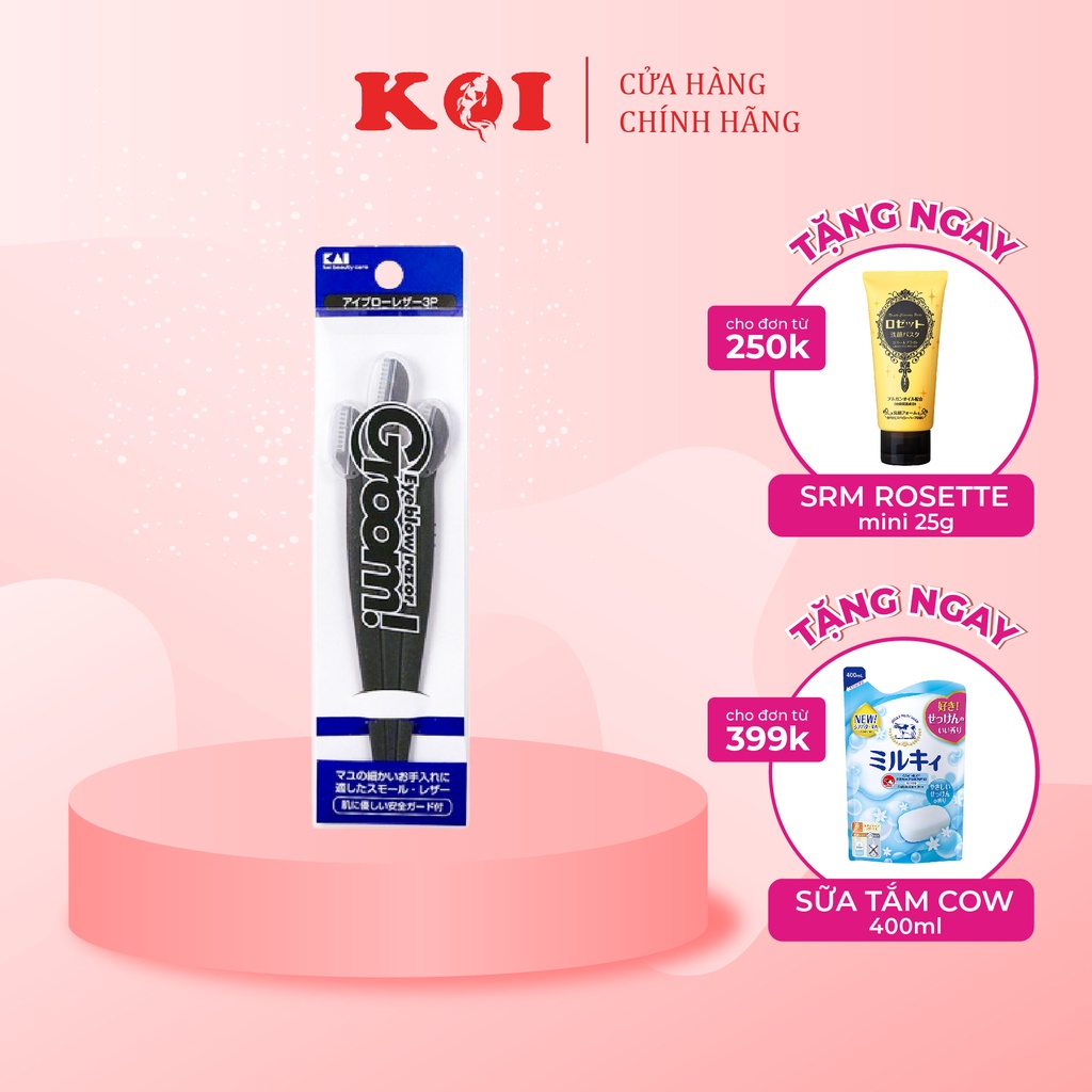 Set 3 dao cạo lông mày Kai Groom Eyebrow Razor lưỡi thép không gỉ