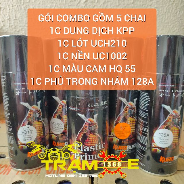 [ COMBO 5 CHAI ] SƠN XỊT SAMURAI DÀN NHỰA NHÁM MÀU CAM HUỲNH QUANG KPP - UCH210 - UC1002 - 55** - 128A