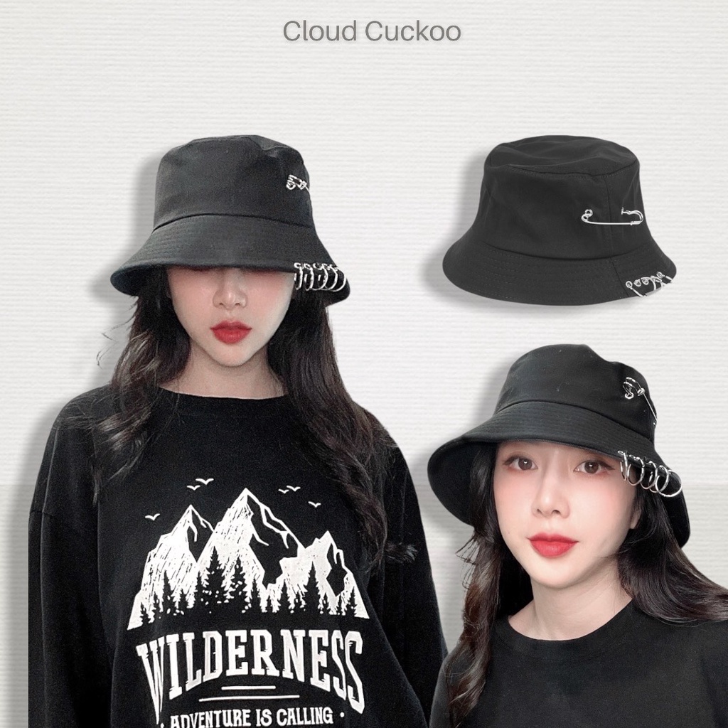 Mũ Bucket Rộng Vành Kèm Phụ Kiện Cá Tính - Mã Số: MBK05118