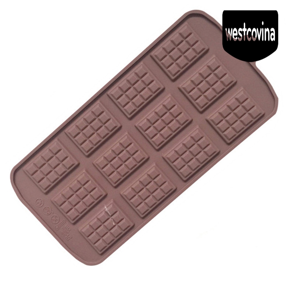 [Hot]☀ Khuôn Silicone 12 Ngăn Làm Bánh &amp; Đá &amp; Kẹo Hình Thanh Chocolate