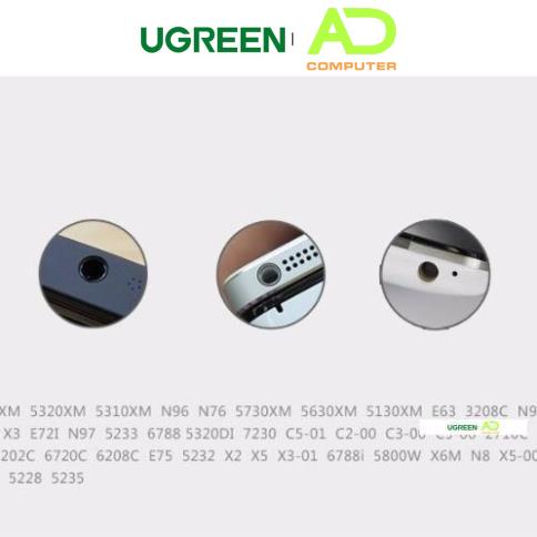 Đầu chuyển đổi 2.5mm cái (có lỗ) sang 3.5mm đực dài 25mm UGREEN 20502 (Đen)
