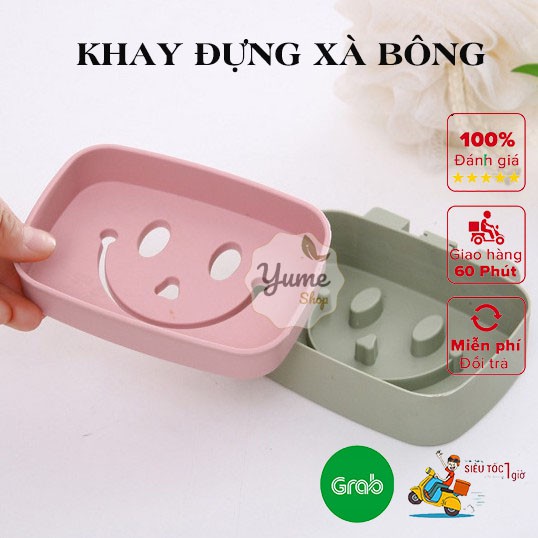 Khay đựng xà bông xà phòng cao cấp 2 lớp dán tường chất liệu nhựa cứng hình mặt cười dễ thương