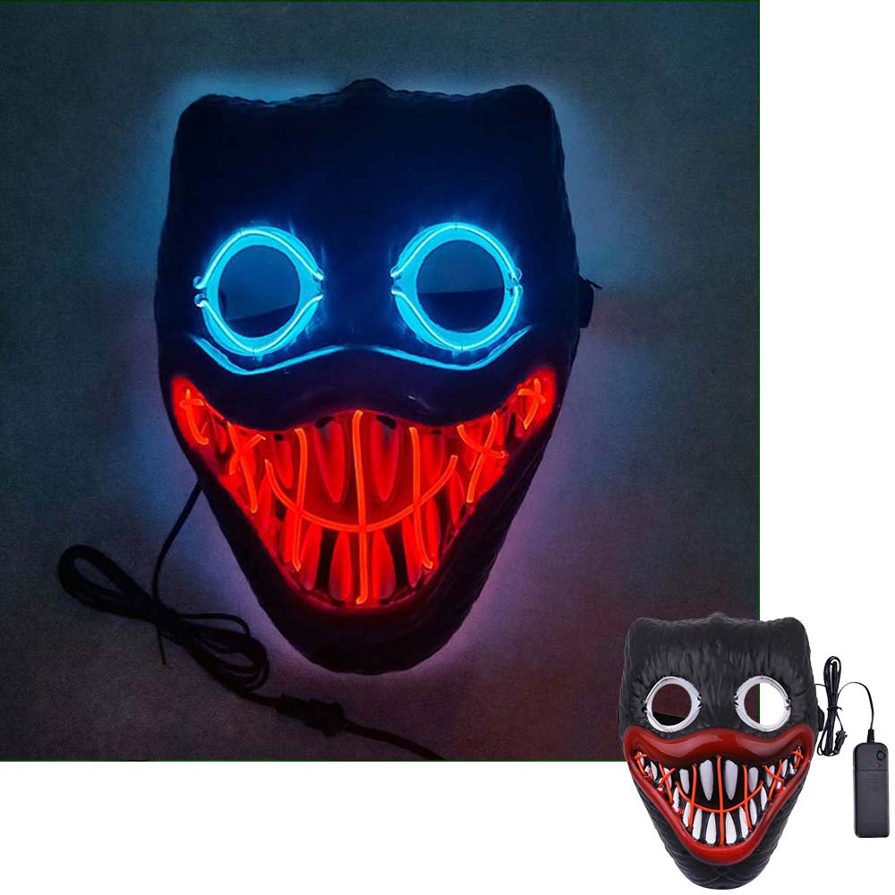 Poppy Playtime LED Glowing Poppy Mask Huggy Wuggy Sausage Mouth Monster Headgear Halloween Party Cosplay Horror Mask Props