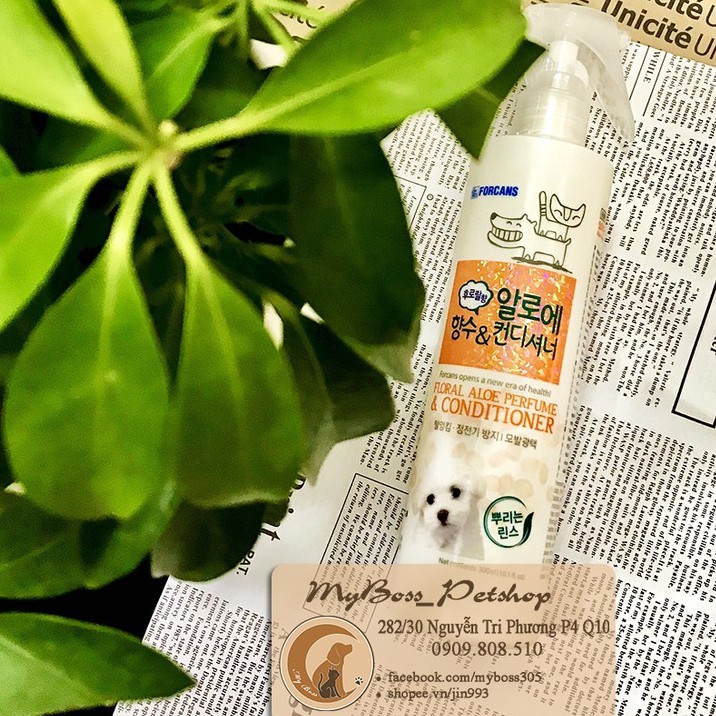 Dầu Thơm Khử Mùi Và Dưỡng Lông Chó Mèo Forcans Floral Aloe Perfume Tinh Chất Nha Đam 300ml