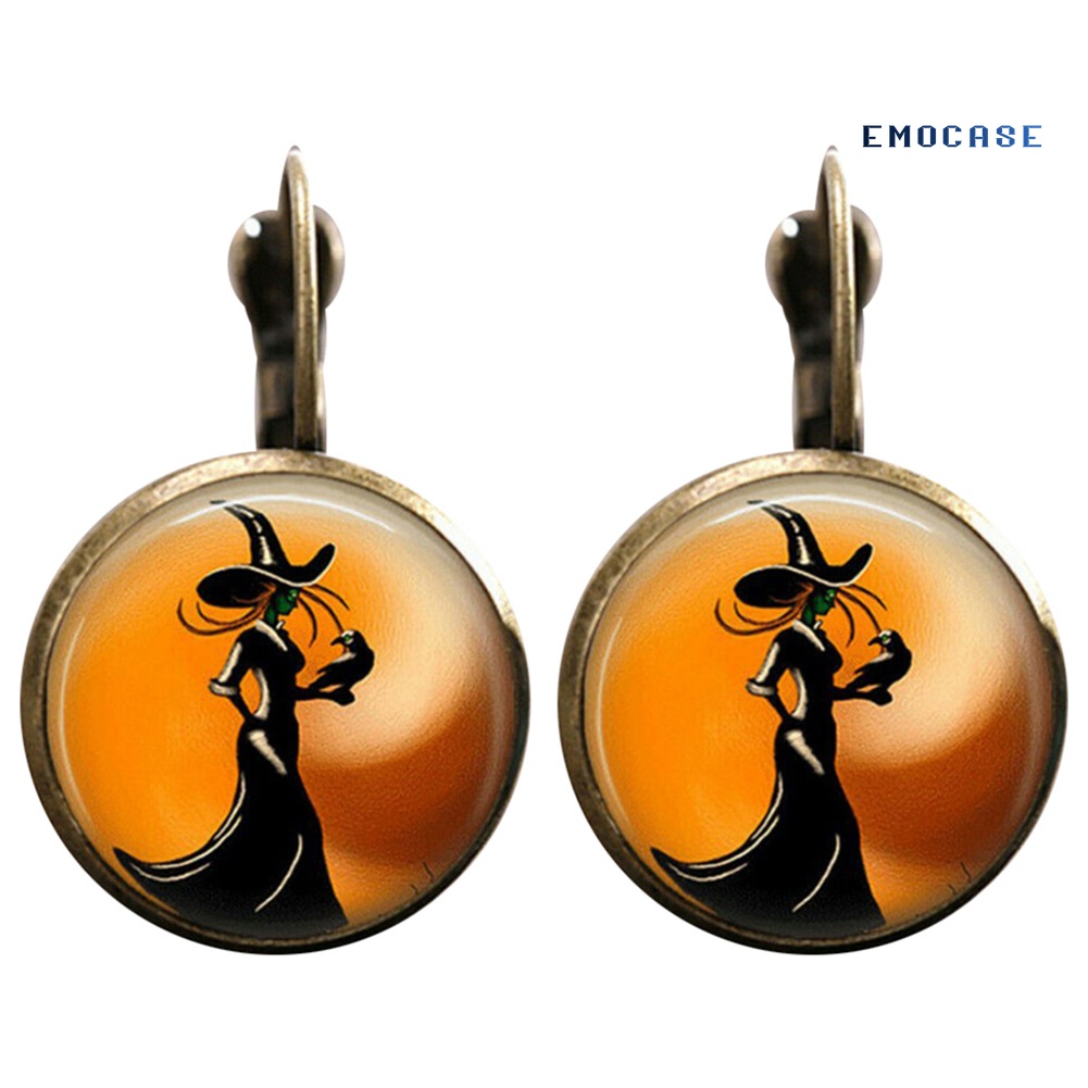 1 Đôi Bông Tai Hình Đòn Bẩy Thủy Tinh Cabochon Hóa Trang Halloween Cho Nữ